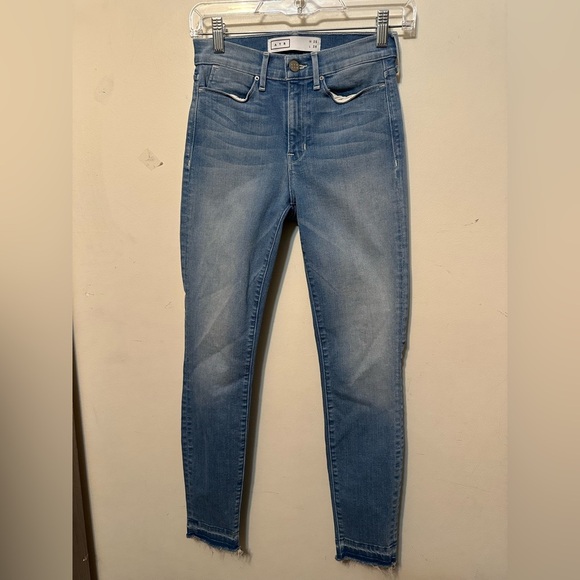 AYR Jeans Womens 25x28 Light Blue Raw Hem Skinny Leg Pockets Stretch Mid Rise - Picture 1 of 5